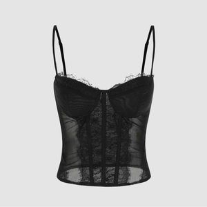 Lace sheer black top
